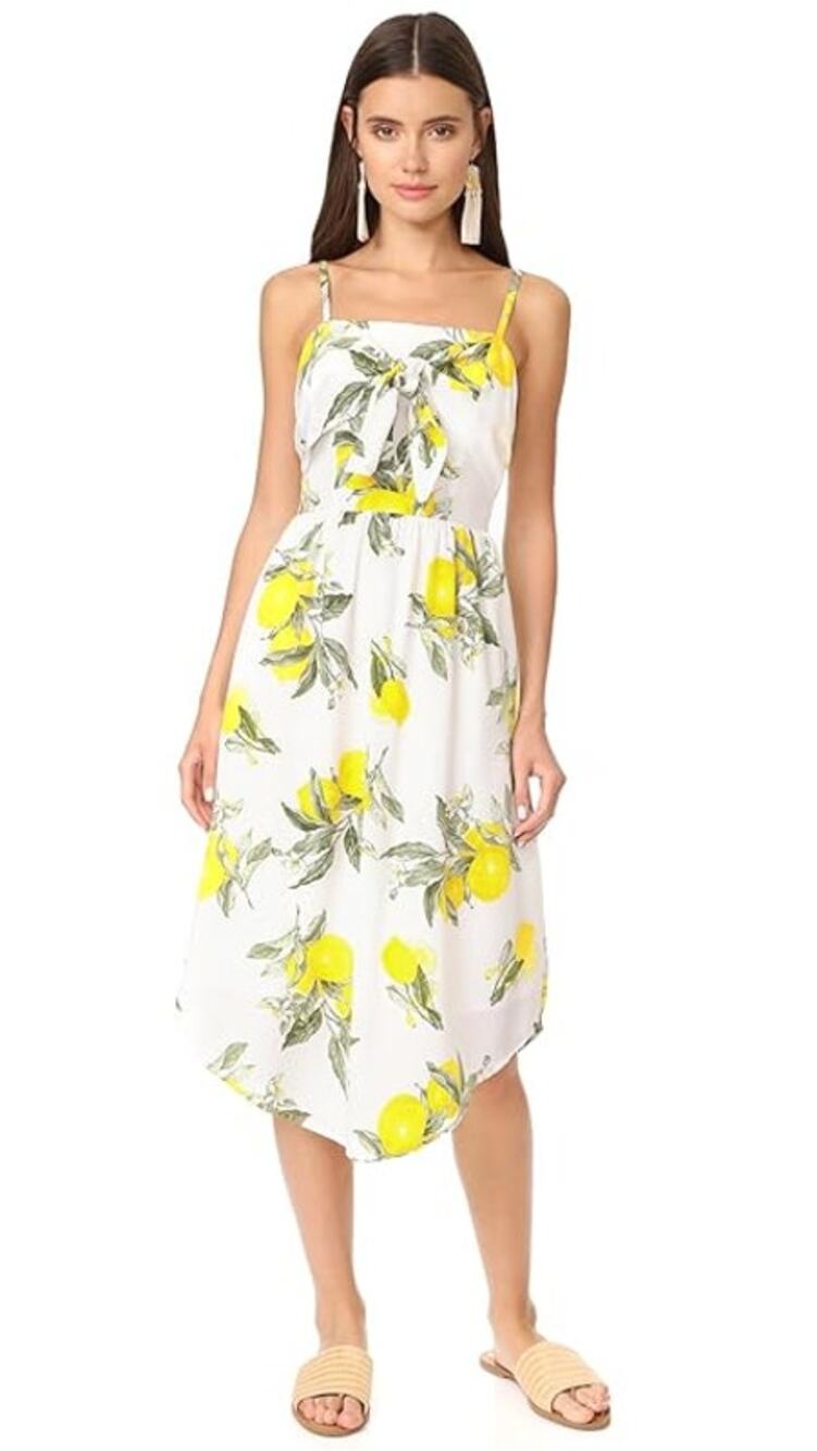 Moon River Lemon Print Midi Dress size Large